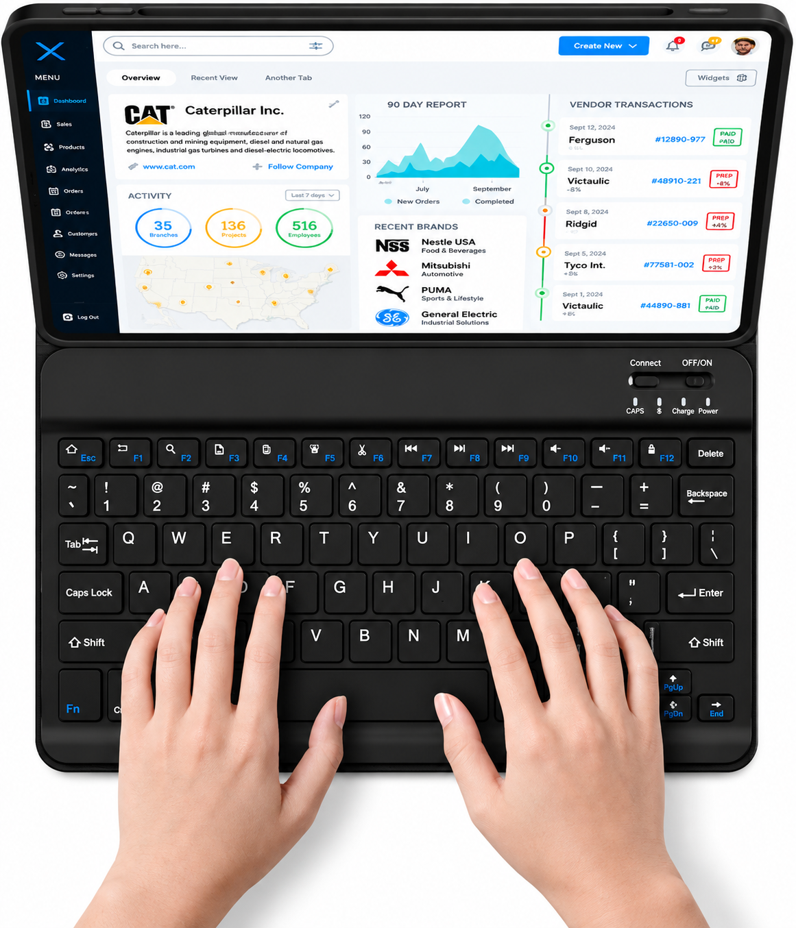 Premium Leather Case with Wireless Keyboard – English/Arabic