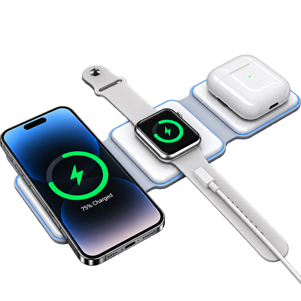 3-in-1 Wireless Charging Pad – 15W Fast Wireless Charger for Phone, Apple Watch & AirPods