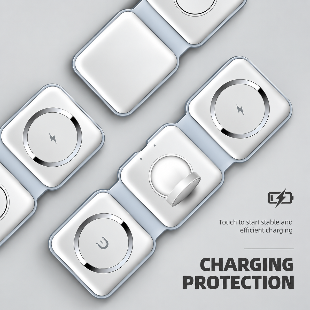 3-in-1 Wireless Charging Pad – 15W Fast Wireless Charger for Phone, Apple Watch & AirPods