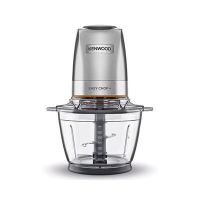 KENWOOD Electric Food Chopper CHP62.400SI, 500W, 1.2L Glass Bowl (600ml Working Capacity), QuadBlade System, Dual Speed, Ice Crush Function, Dripper Pro, Storage Lid – Silver