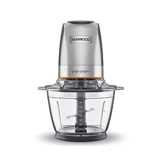 KENWOOD Electric Food Chopper CHP62.400SI, 500W, 1.2L Glass Bowl (600ml Working Capacity), QuadBlade System, Dual Speed, Ice Crush Function, Dripper Pro, Storage Lid – Silver