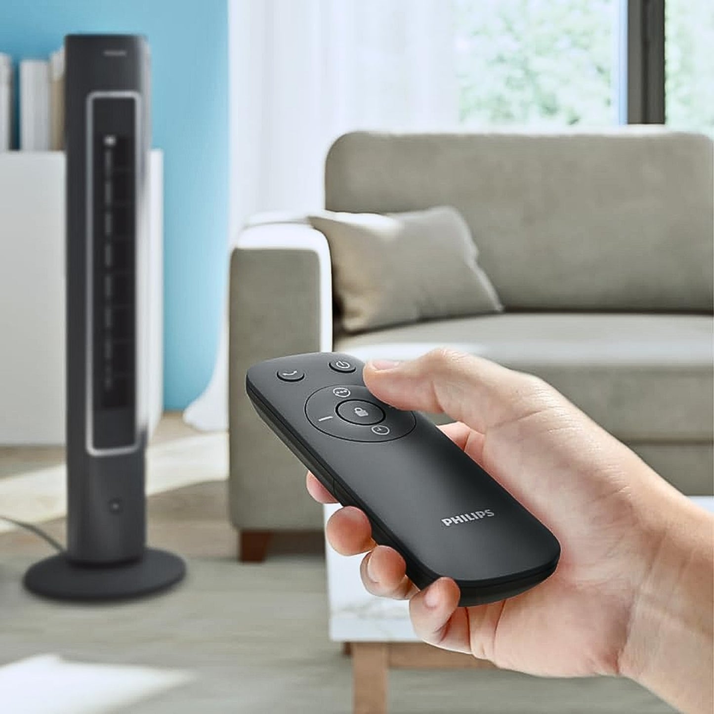 Philips CX5535/11 5000 Series 40W Tower Fan with Remote Control, Sleep Mode, Aroma Diffuser & Child Lock – Tower Fan