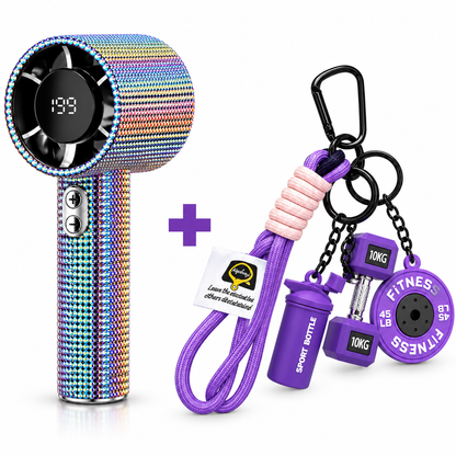 Mini Handheld Fan & Fitness Keychain Combo