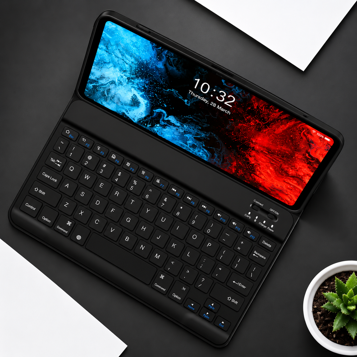 Premium Leather Case with Wireless Keyboard – English/Arabic