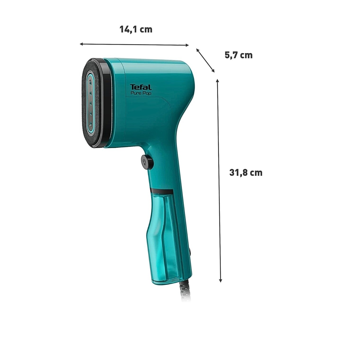 Tefal Pure Pop DT2024 Handheld Garment Steamer with 20g/min Steam Output, Reversible Lint Pad & Ultra-Compact Design – Garment Steamer