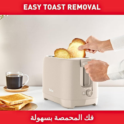 Tefal Morning TT2M1B27 2-Slot Toaster with Bun Warmer, 7 Browning Levels, Extra-Wide Slots, High Lift, Removable Crumb Tray & Stop Function, 850W – Light Grey